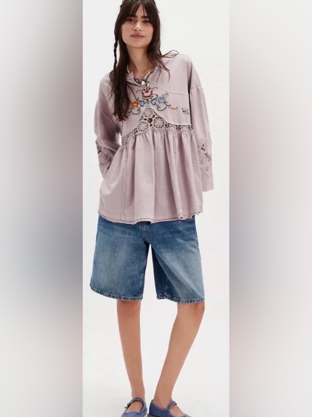 Free People Kennedy Cross Stitched Crochet Embroidered tunic - Picture 4 of 11